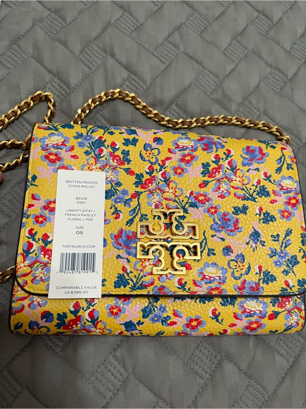 Tory Burch Yellow Floral Leather Crossbody with Gold Logo - Picture 10 of 15